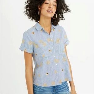 Madewell embroidered star button up size S